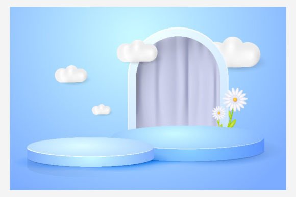 3d Abstract Scene Background Blue Podium