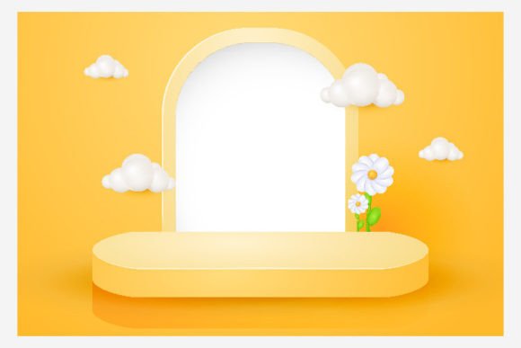 3d Scene Background Yellow Podium for Creative and Professional Workflows