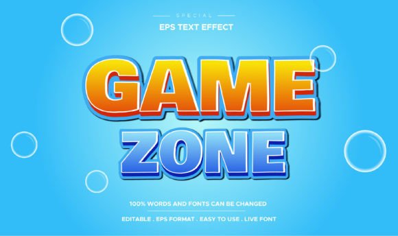3D Style Cartoon Zone Game Text Effect and Editable Template