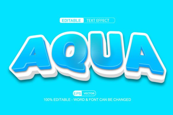 Aqua Editable Text Effect Vector 3D Styl