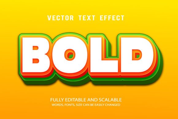 Bold Editable Text Effect Vector 3d Sty