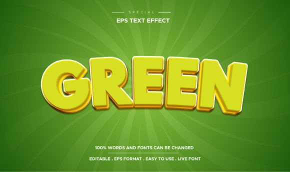 Editable Text Effect 3d Green