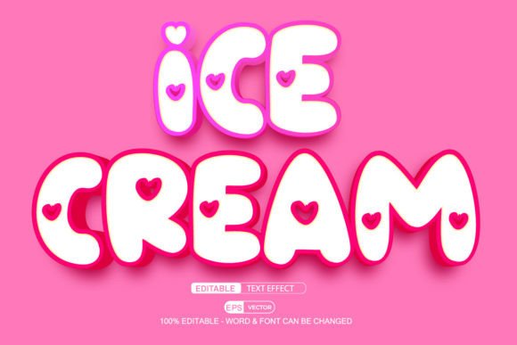 Ice Cream Editable Text Effect Vector 3d