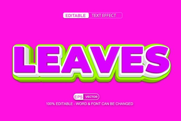 Leaves Editable Text Effect Vector 3d