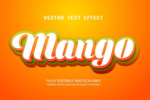 Mango Editable Text Effect Vector 3D Sty