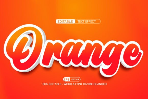 Orange Editable Text Effect Vector 3d
