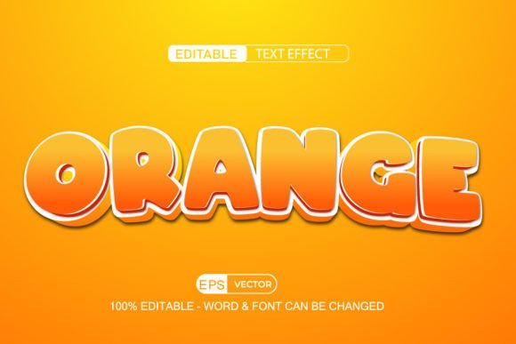 Orange Editable Text Effect Vector 3d St for Creative Designers