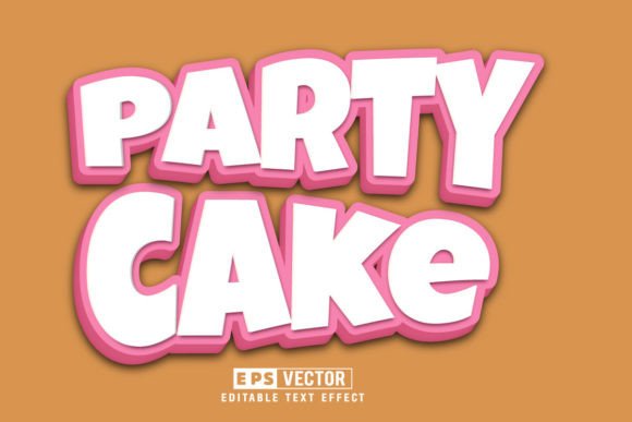 Party Cake Text Effect Vector 3D Style: A Creative Tool for Modern Designers