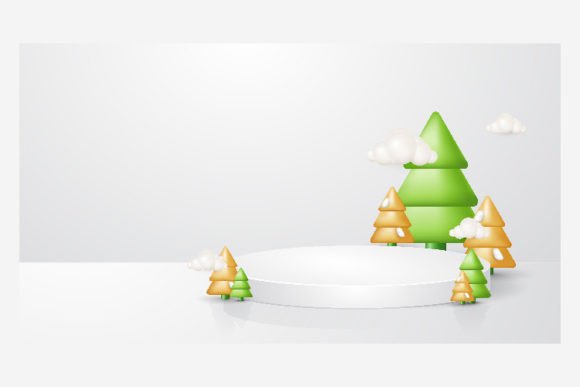 Realistic 3D Christmas Podium: A Versatile Design for Creative Projects