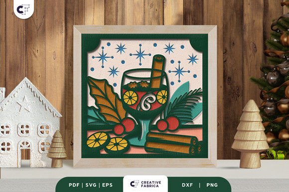 Retro Mulled Wine 3D Shadow Box