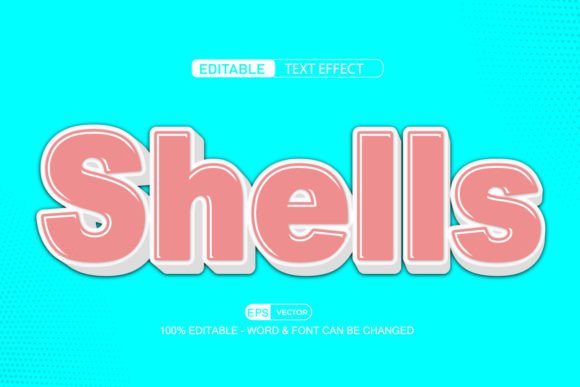 Shells 3D Editable Text Effect Vector