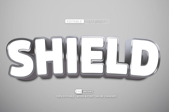 Shield Editable Text Effect Vector 3d