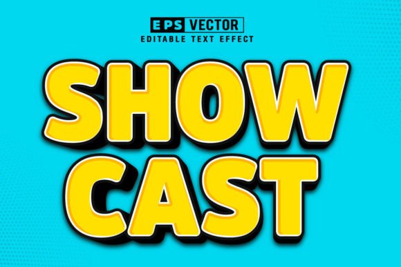 Show Cast Editable Text Effect Vector 3D