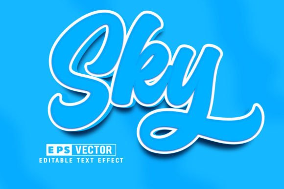 Sky Editable Text Effect Vector 3d Style