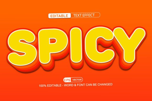 Spicy Editable Text Effect Vector 3D Sty