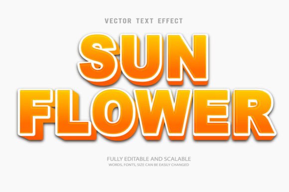 Sun Flowers 3D Editable Text Effect Vect for Creative Workflows