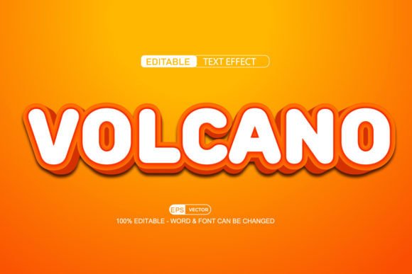 Volcano Editable Text Effect Vector 3d