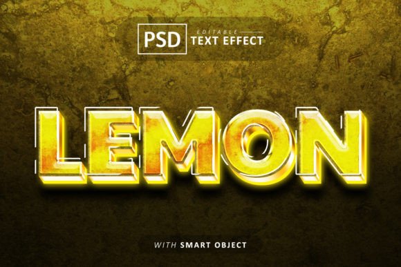 Yellow Lemon 3d Text Effect Editable